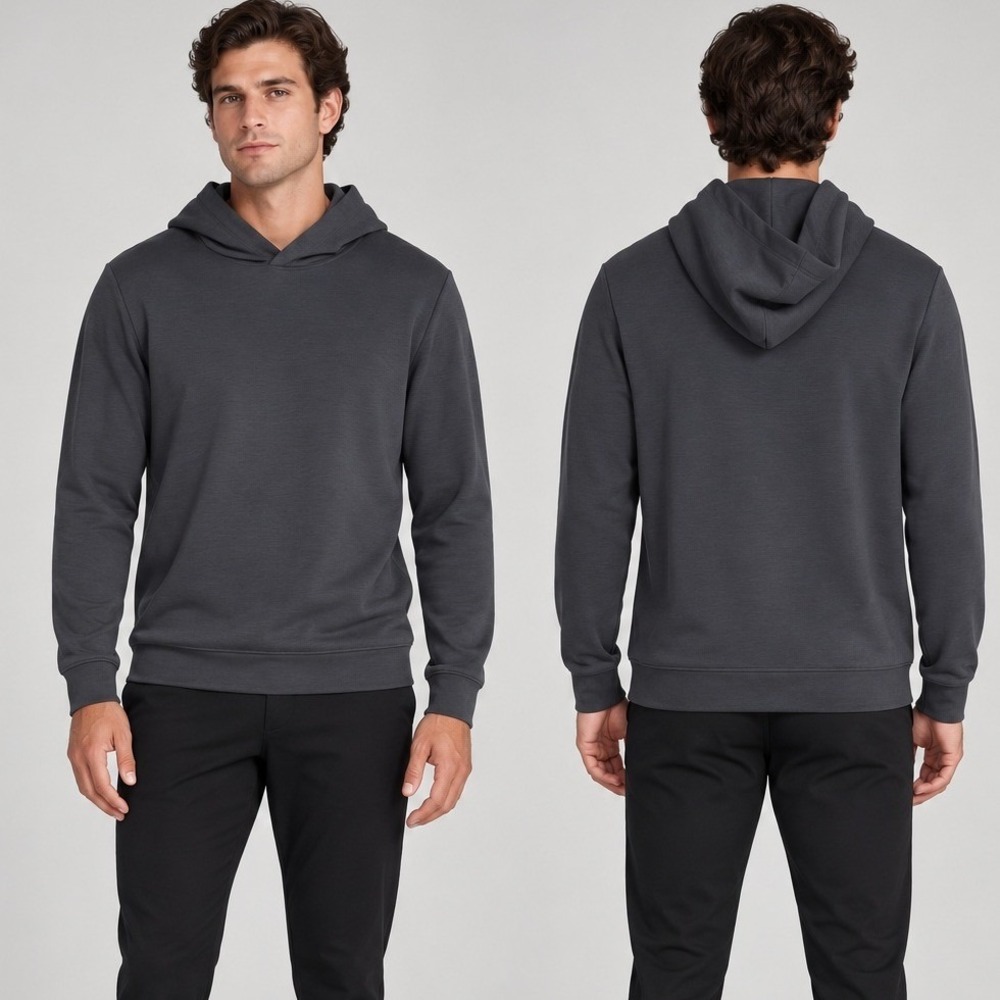 7 Diamonds REV Men's L Large Modal Tech Pullover Hoodie Charcoal Grey STH-8362